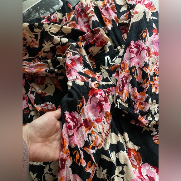 Anthropologie Blossom 100% Cotton Maxi Dress In Pink/ Black Motif Size S - Picture 11 of 16